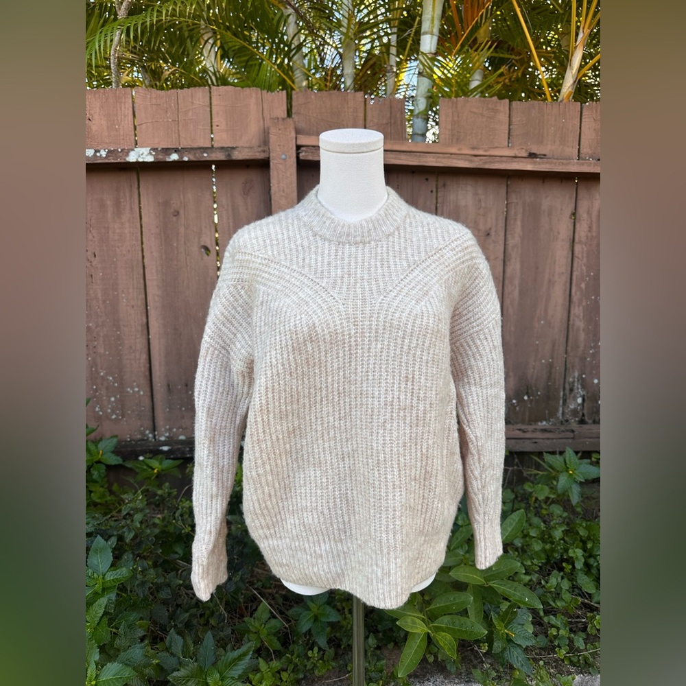 Madewell Belfiore Ribbed Knit Chunky Camel Hair Wool Pullover Sweater Size XXS